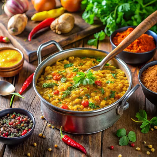 मसूर दाल और सब्जी खिचड़ी